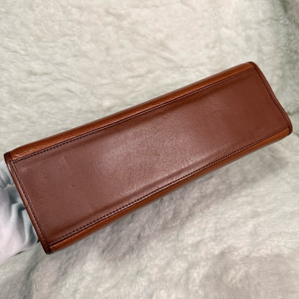 Vintage Burberry Leather Satchel Two Way Work Bag Tan - Picture 10 of 17